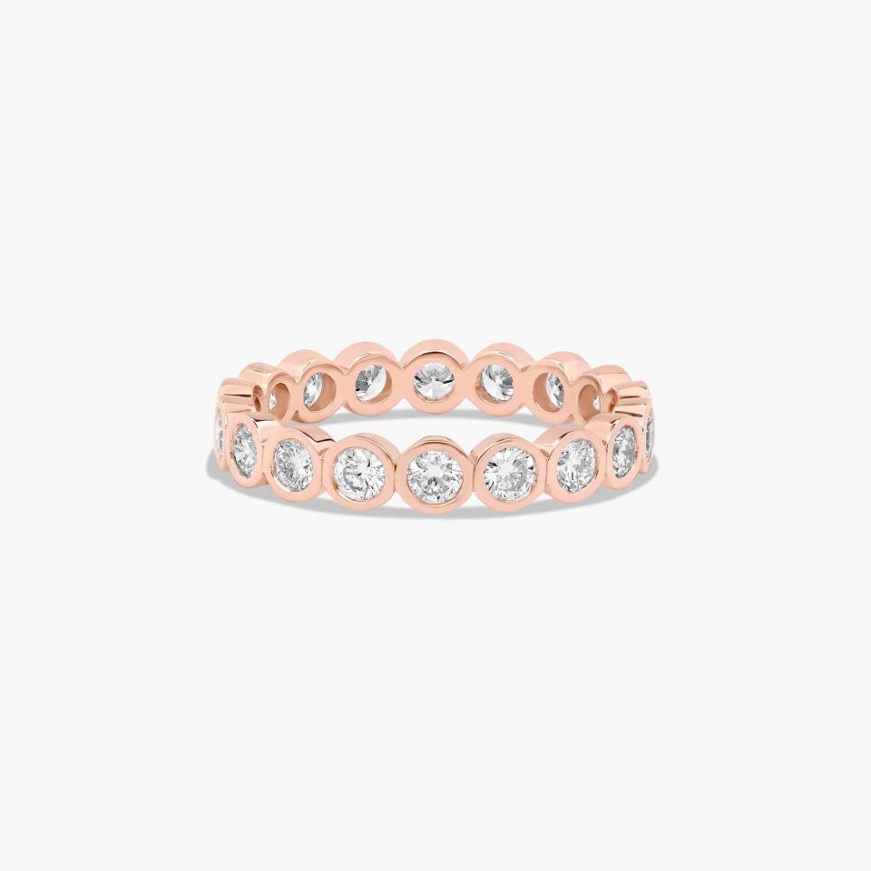 14K Rose Gold Bezel Set Round Diamond Eternity Ring
