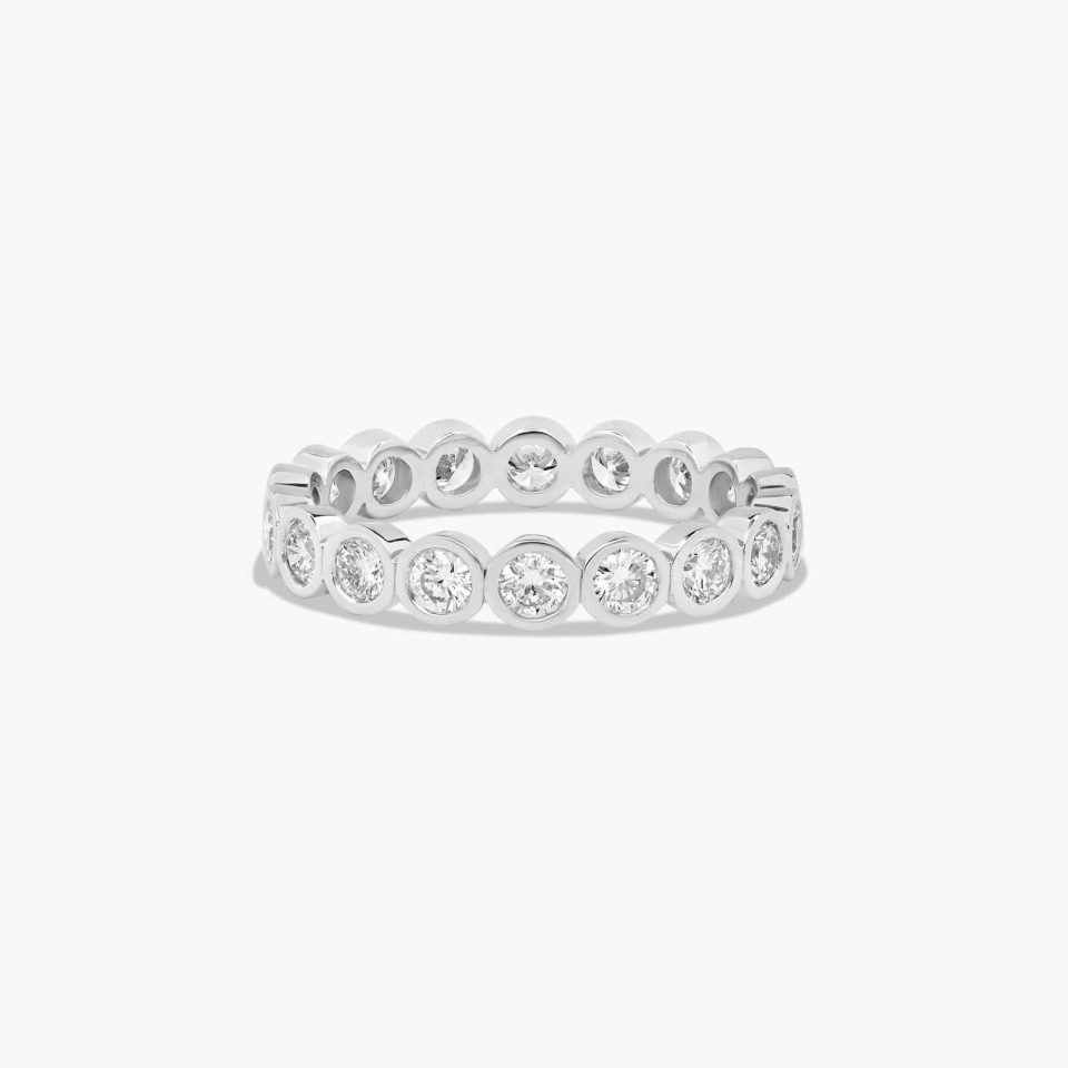 18K White Gold Bezel Set Round Diamond Eternity Ring