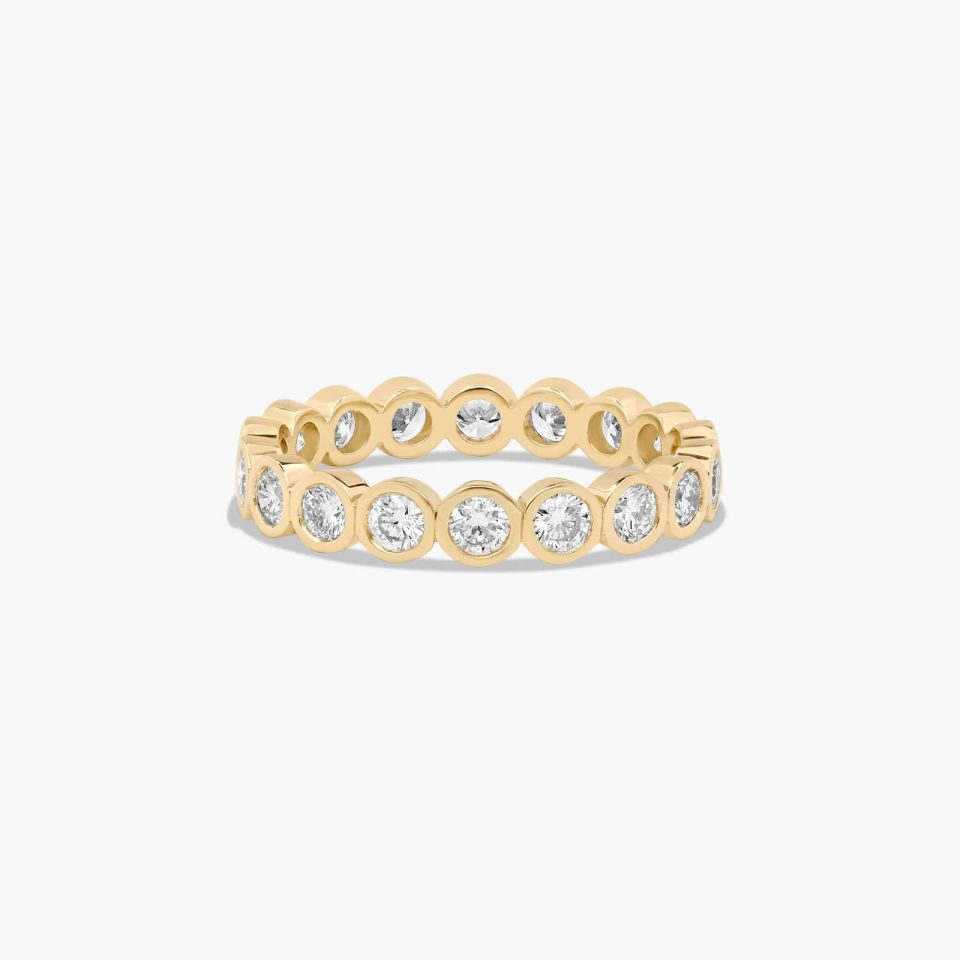 18K Yellow Gold Bezel Set Round Diamond Eternity Ring
