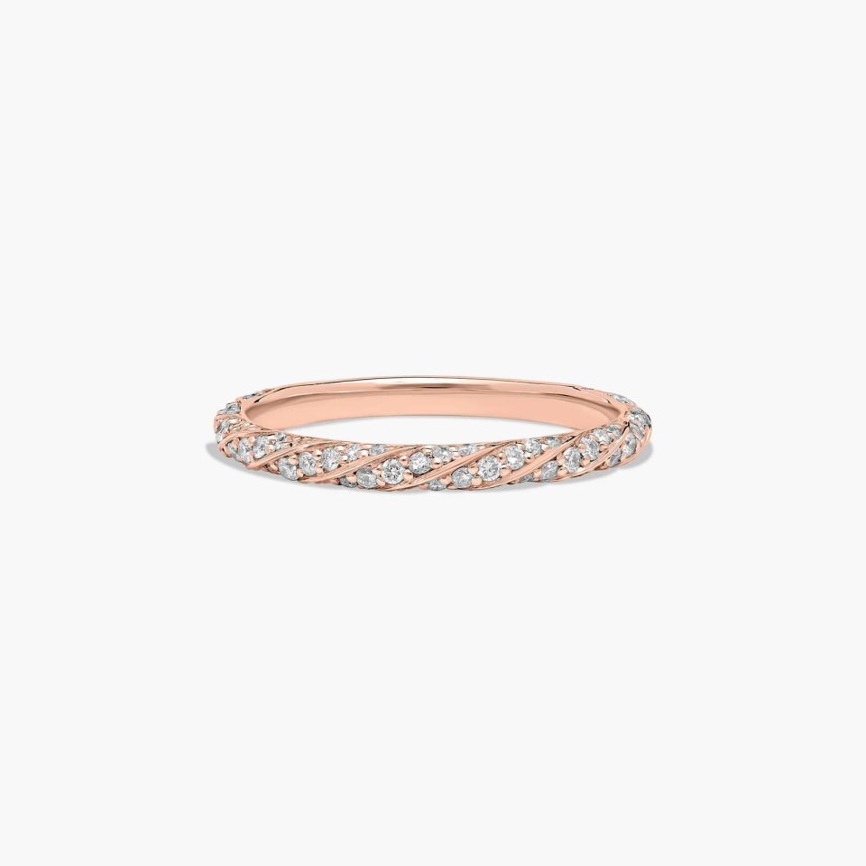 14K Rose Gold Twisted Pavé Wedding Ring