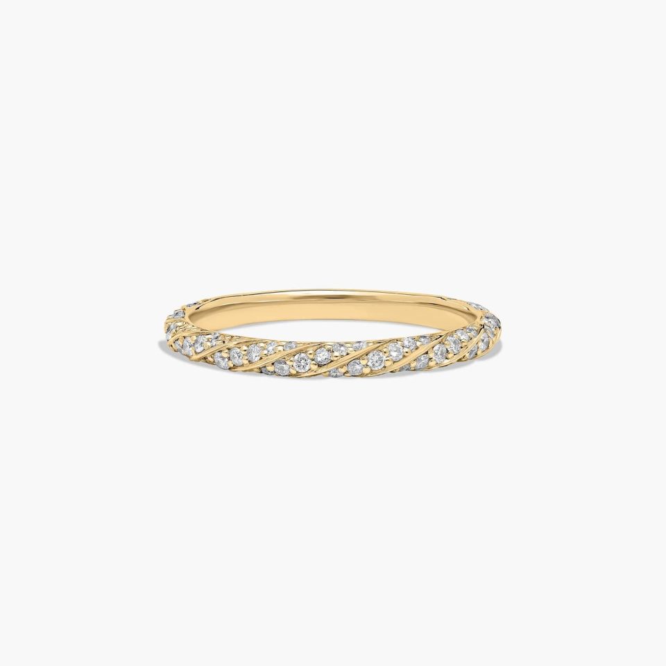 14K Yellow Gold Twisted Pavé Wedding Ring