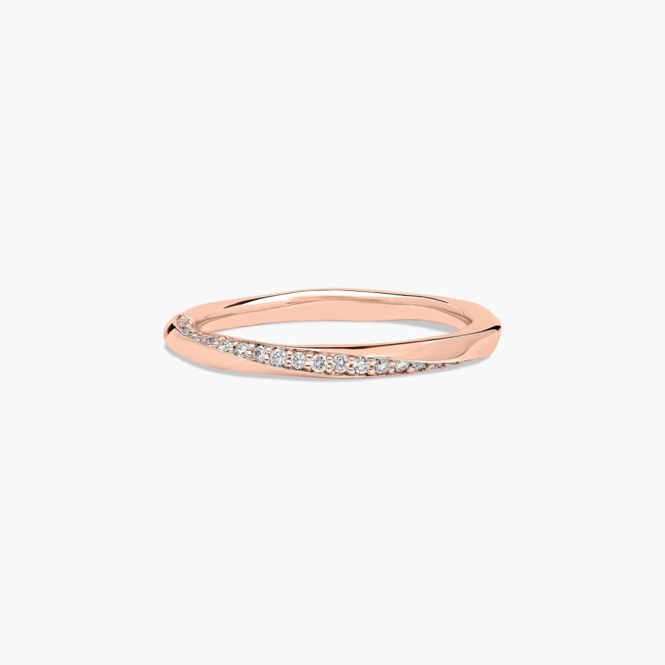 14K Rose Gold Helix Pavé Wedding Ring