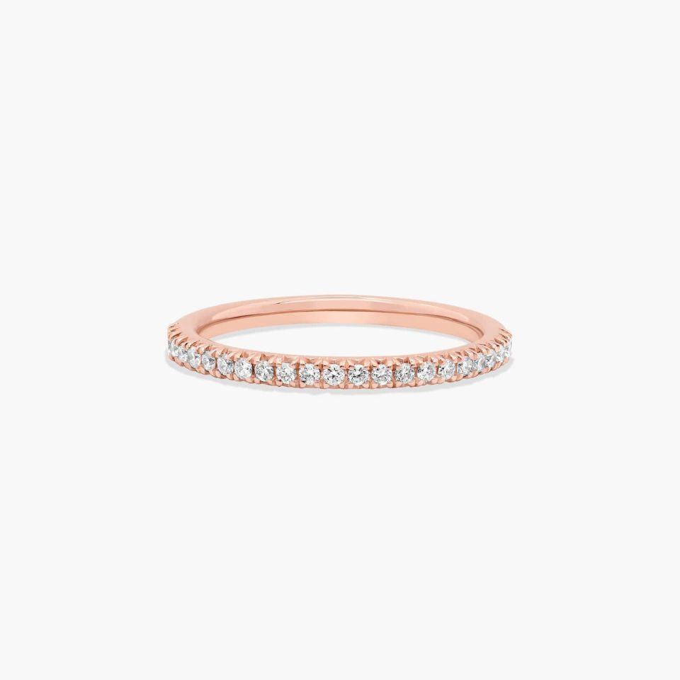 14K Rose Gold Flush Fit Pavé Wedding Ring