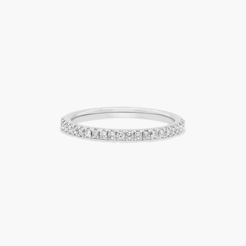 18K White Gold Flush Fit Pavé Wedding Ring