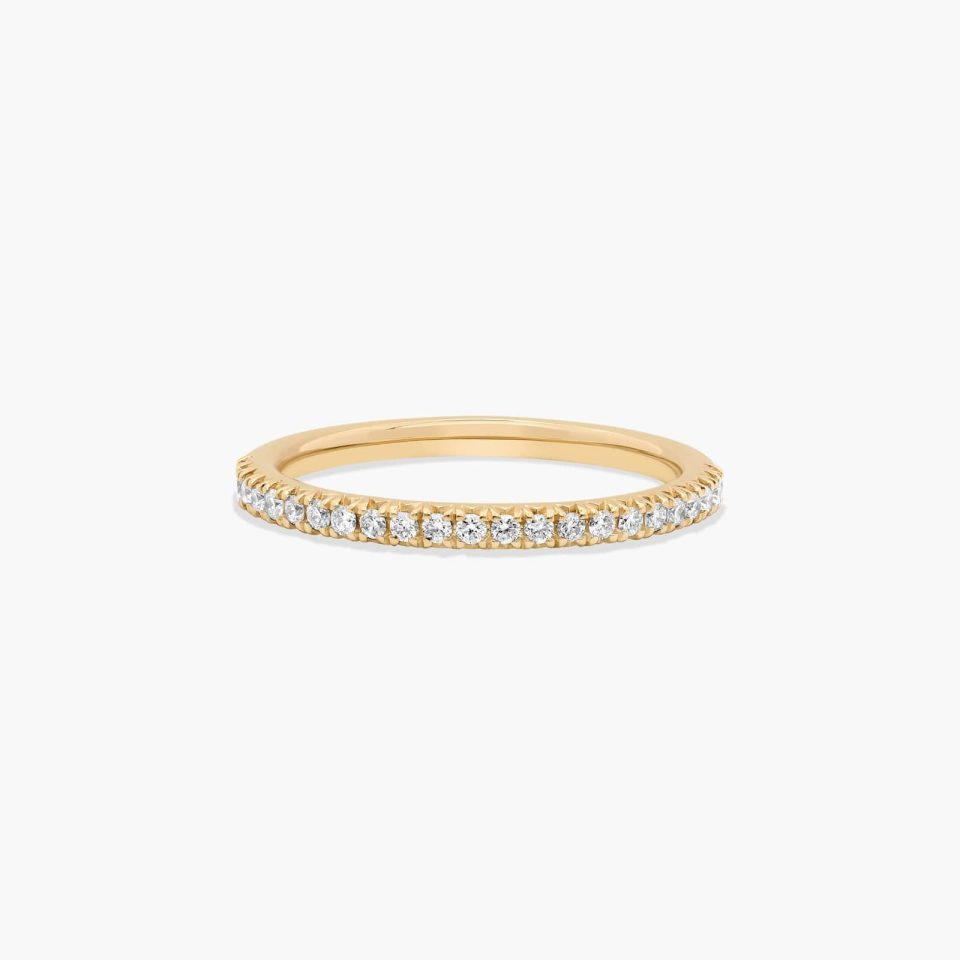 18K Yellow Gold Flush Fit Pavé Wedding Ring