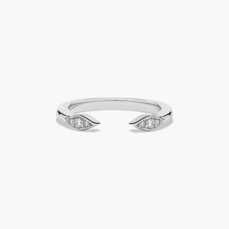 18K White Gold Open Marquise Shape Band