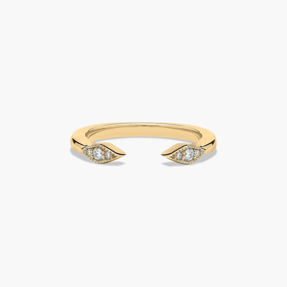 18K Yellow Gold Open Marquise Shape Band