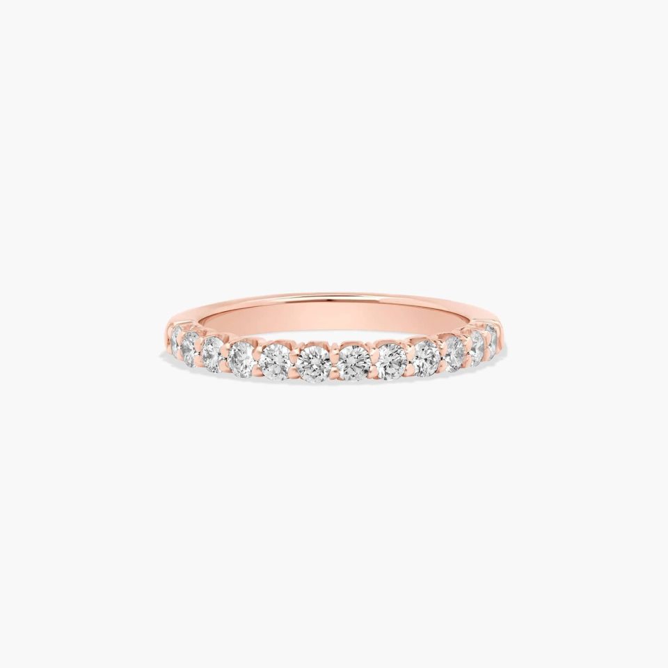 14K Rose Gold Crescent Shared Prong Diamond Ring (0.50 CTW - H-I / SI1-SI2)
