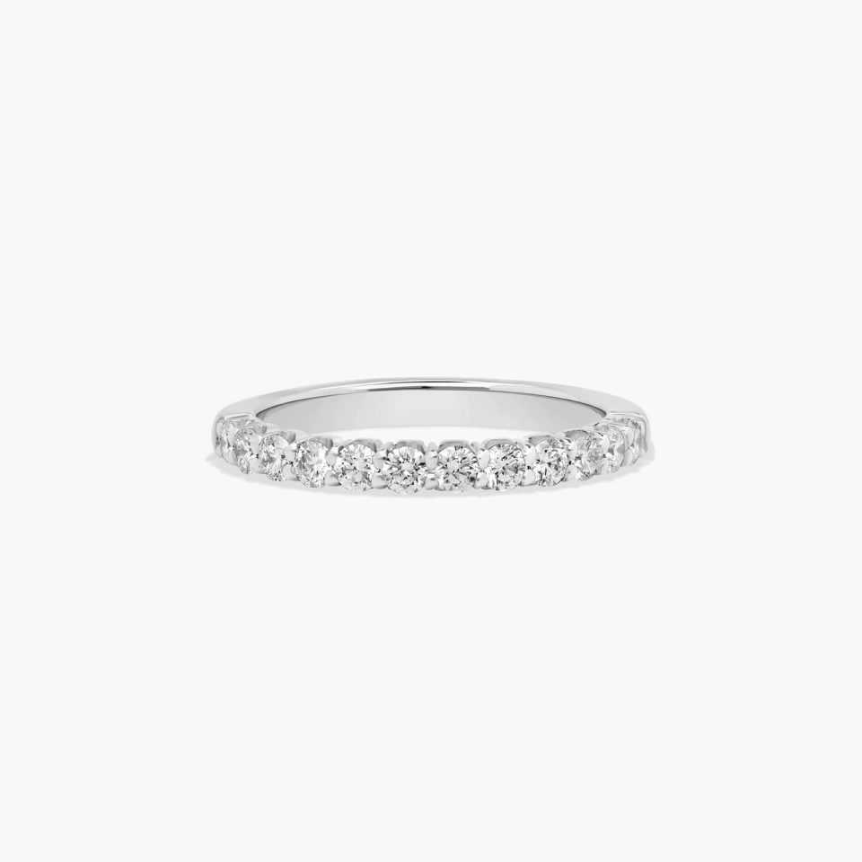 Platinum Crescent Shared Prong Diamond Ring (0.50 CTW - H-I / SI1-SI2)