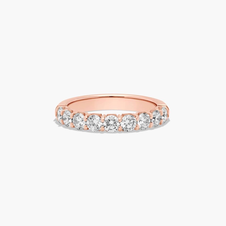 14K Rose Gold Crescent Shared Prong Diamond Ring (1.00 CTW - H-I / SI1-SI2)