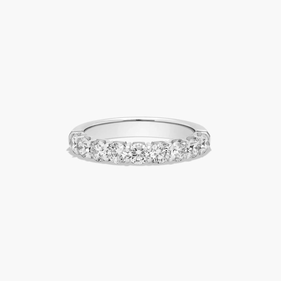 Platinum Crescent Shared Prong Diamond Ring (1.00 CTW - H-I / SI1-SI2)