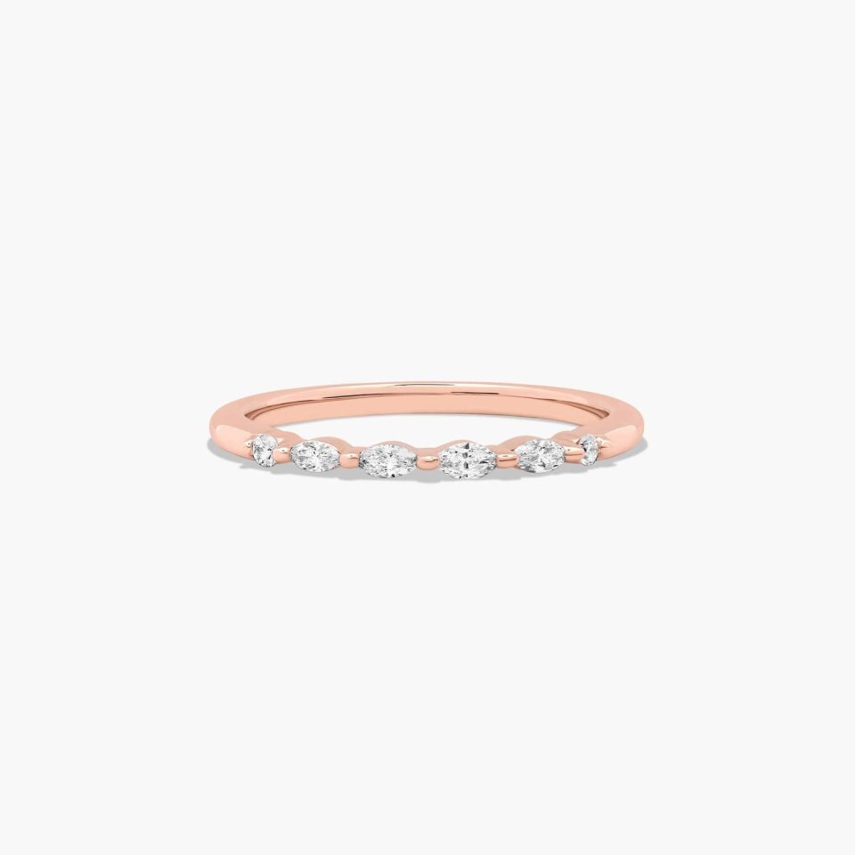 14K Rose Gold Marquise and Round Diamond Ring