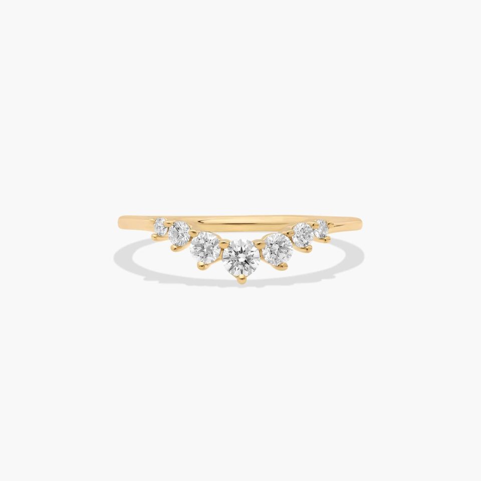 18K Yellow Gold Graduated Round Diamond Tiara Ring