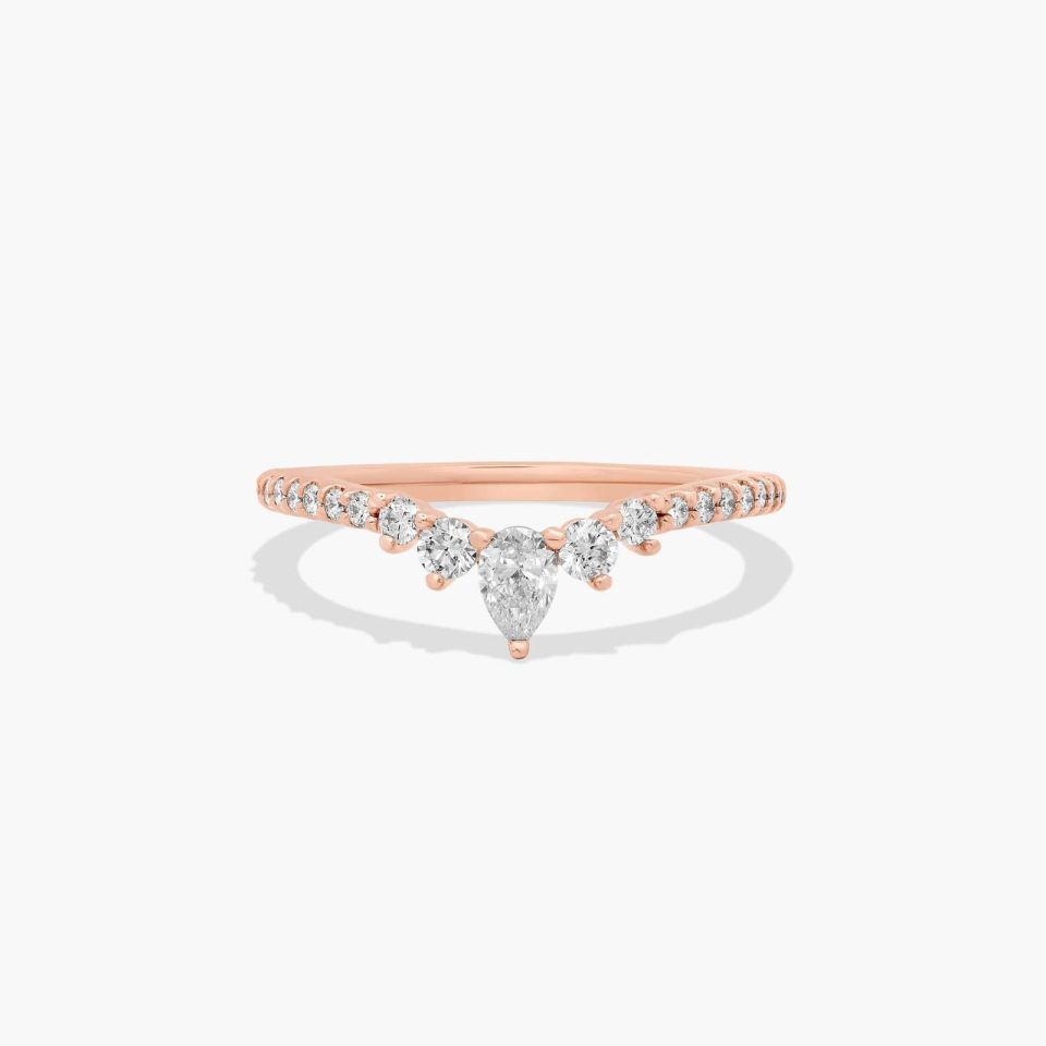 14K Rose Gold Grand Diamond Tiara Wedding Ring