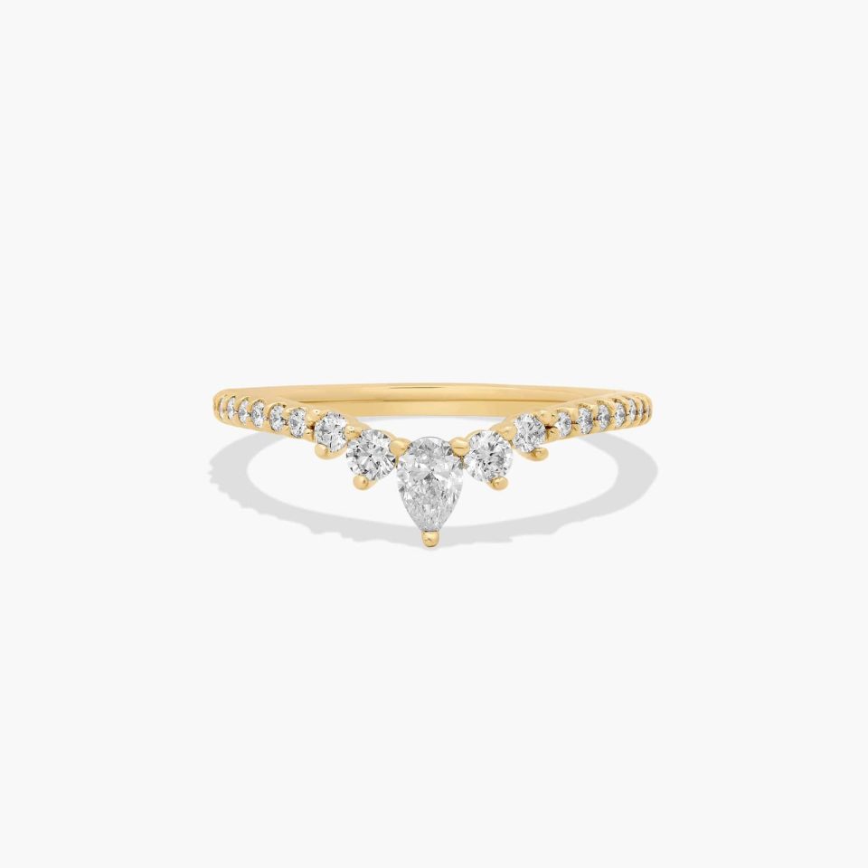 18K Yellow Gold Grand Diamond Tiara Wedding Ring