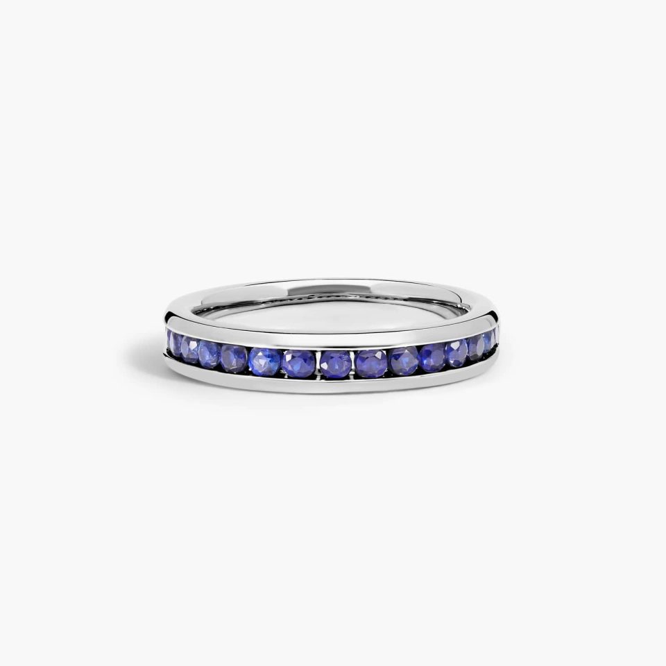 14K White Gold Channel Set Sapphire Ring