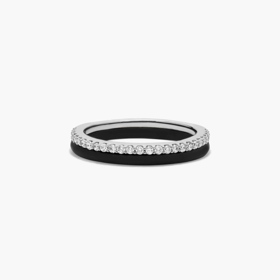 18K Black & White Gold Micropavé Noir Wedding Band