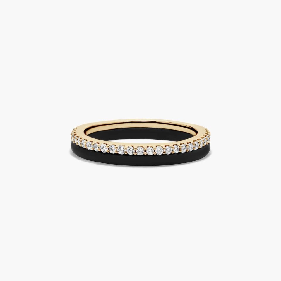 18K Black & Yellow Gold Micropavé Noir Wedding Band