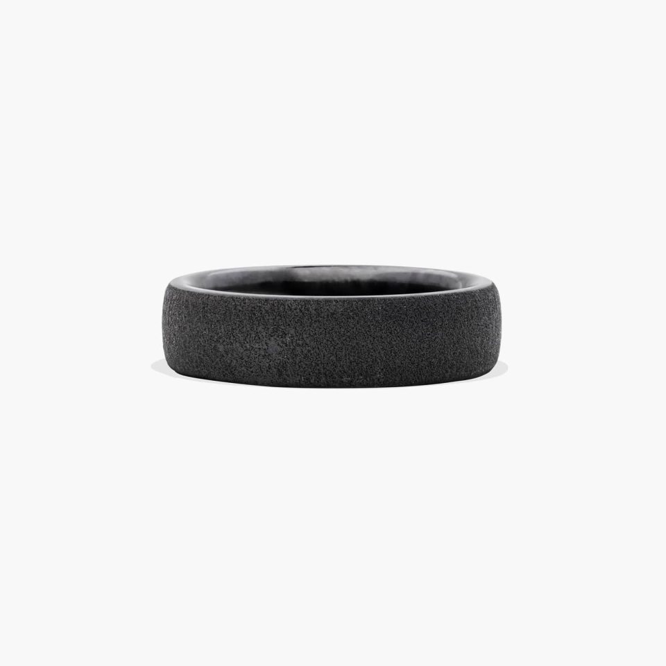 Black Titanium 6.5mm Concrete Texture Ring