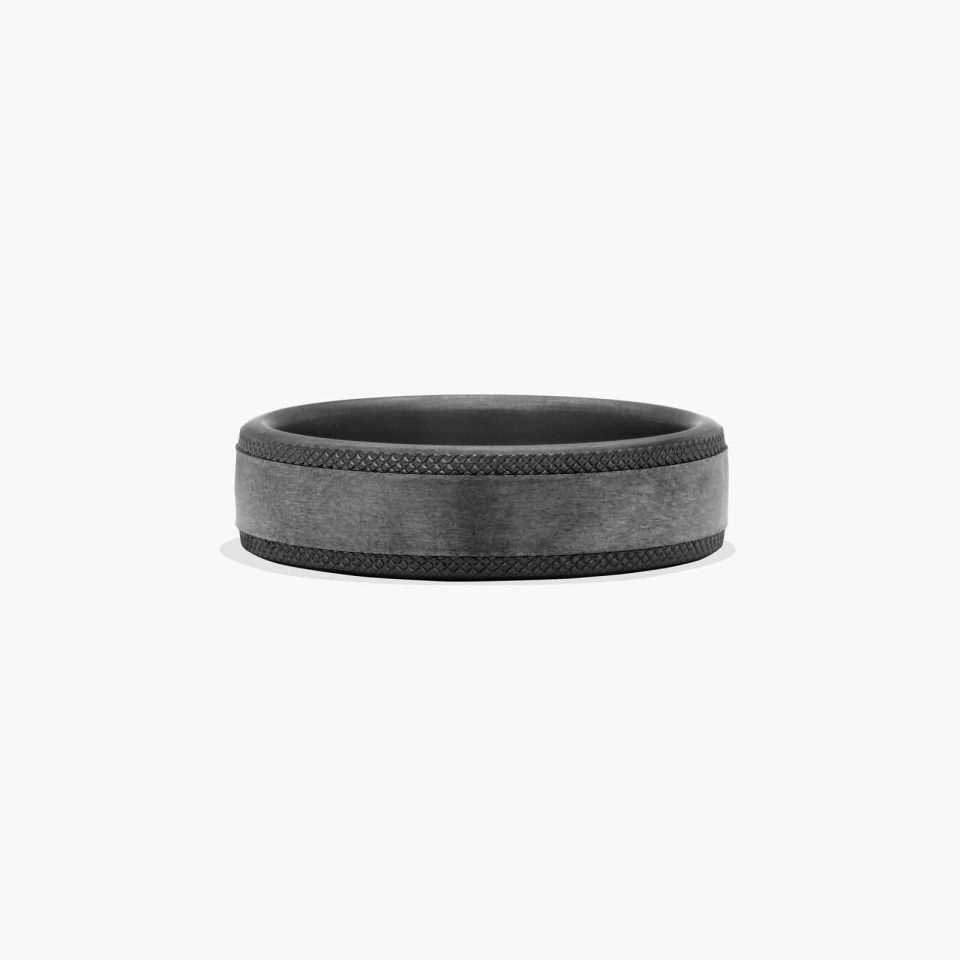 Grey Tantalum 6.5mm Satin Finish Knurled Edge Ring