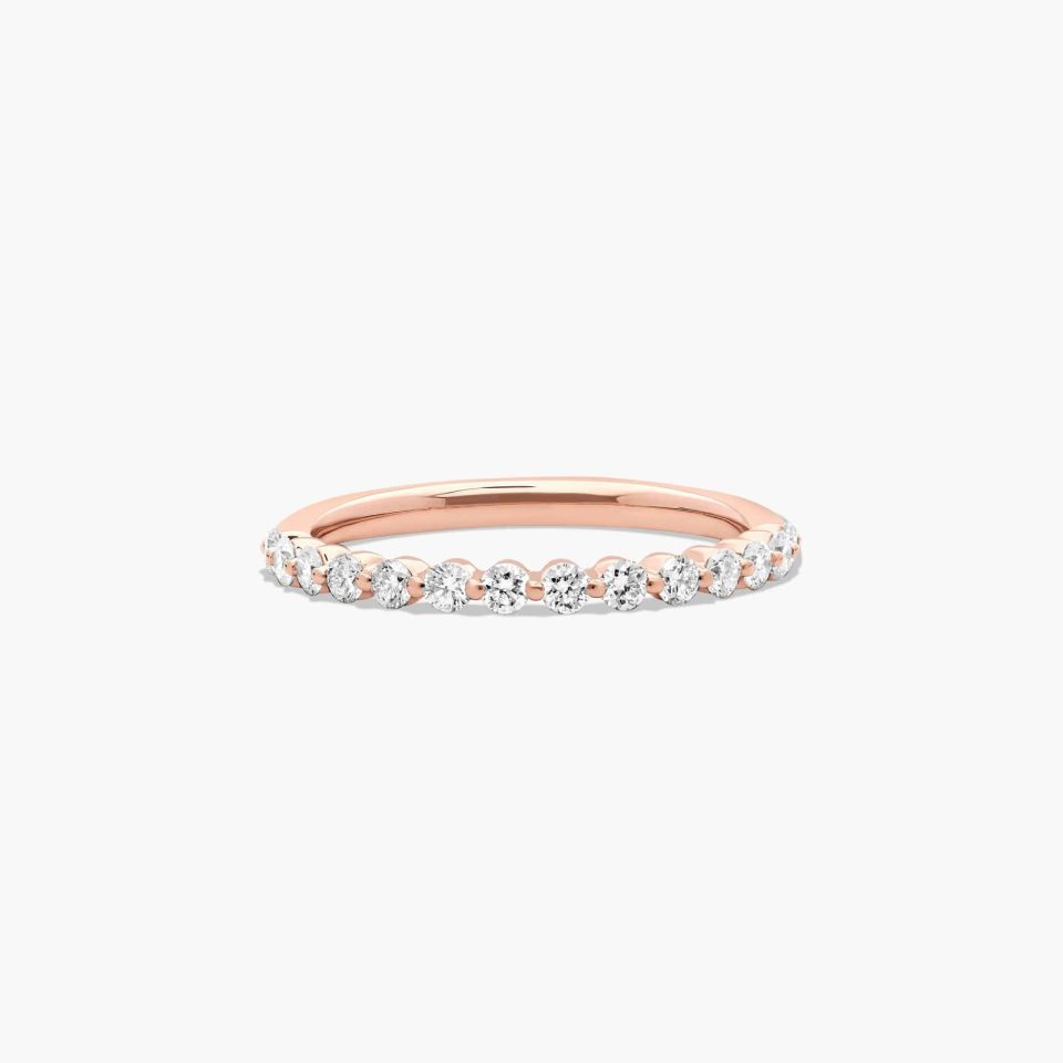 14K Rose Gold Diamond Escalade Wedding Ring
