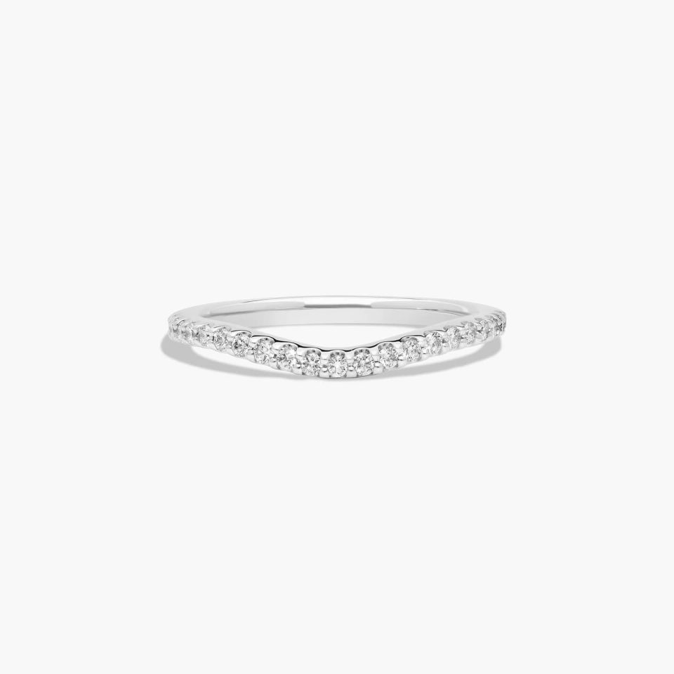 18K White Gold Curved Diamond Matching Wedding Ring