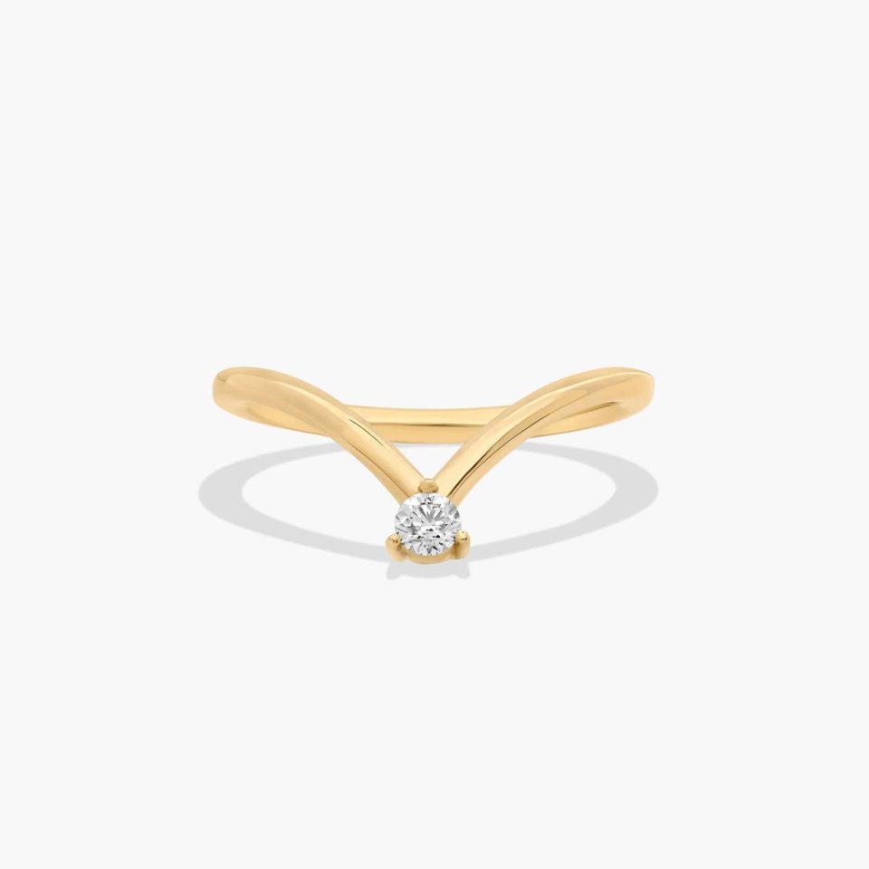 18K Yellow Gold Chevron Diamond Ring