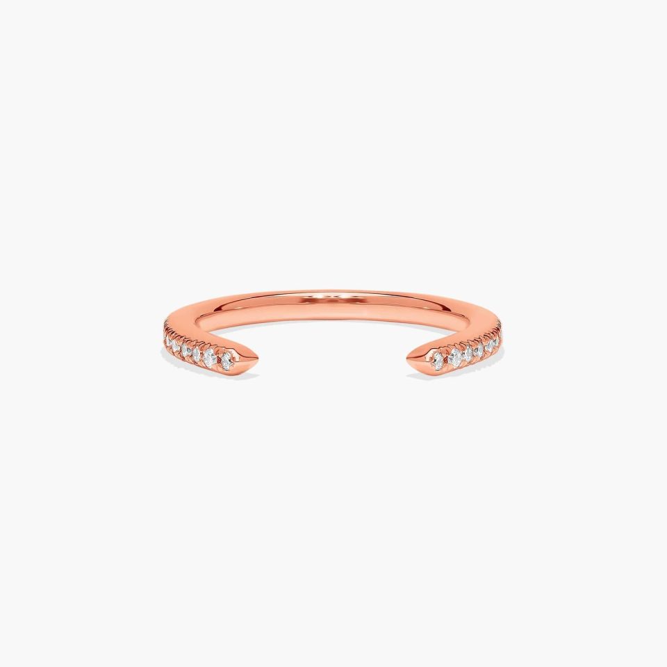 14K Rose Gold Open Diamond Matching Wedding Ring