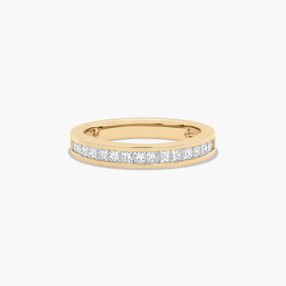18K Yellow Gold 0.50CTW. Channel Set Princess Shaped Diamond Wedding Band