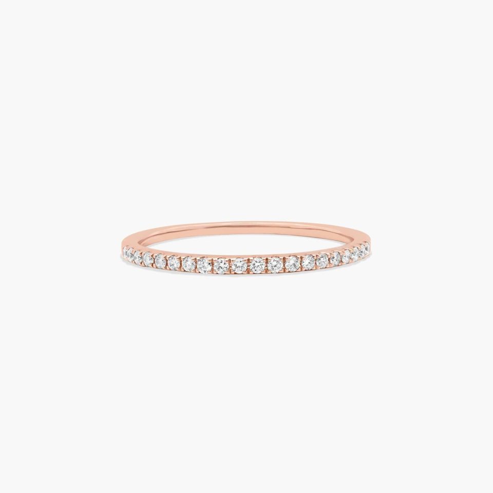 14K Rose Gold Single Row Diamond Ring