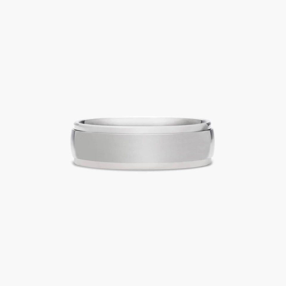 Titanium 7mm Comfort Fit Stepped Edge Design Ring