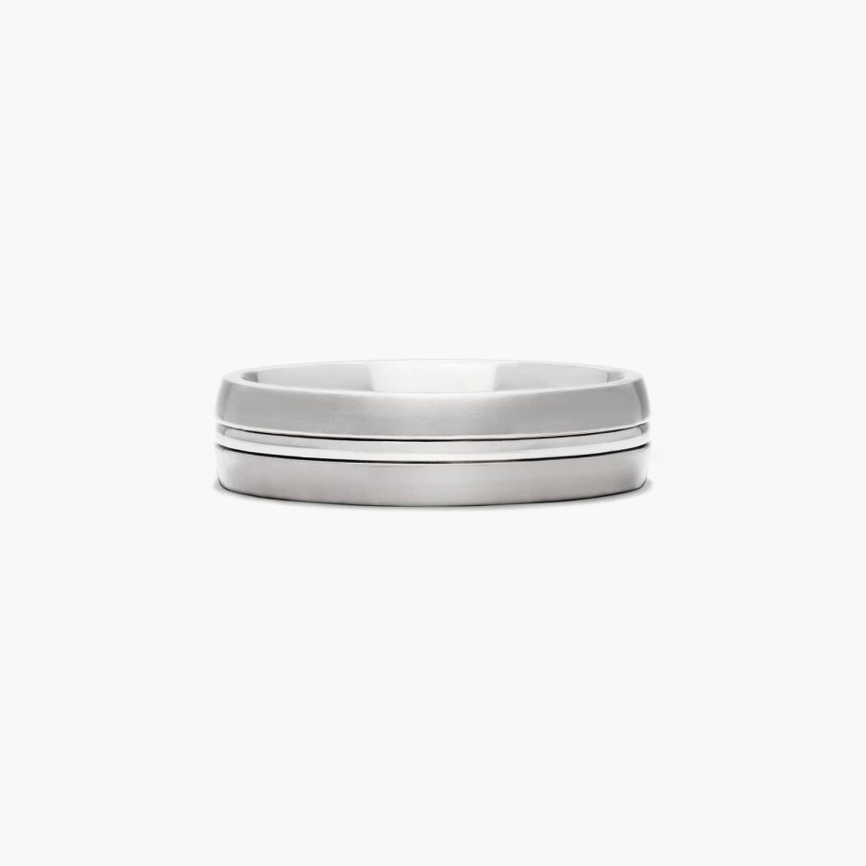 Titanium 6mm Comfort Fit Satin Finished Center Concaved Cut Design Ring