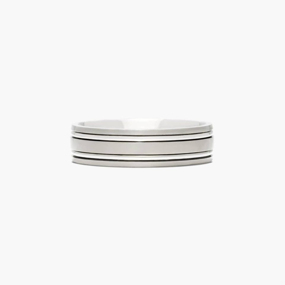 Titanium 6mm Comfort Fit Satin Finished Design Ring