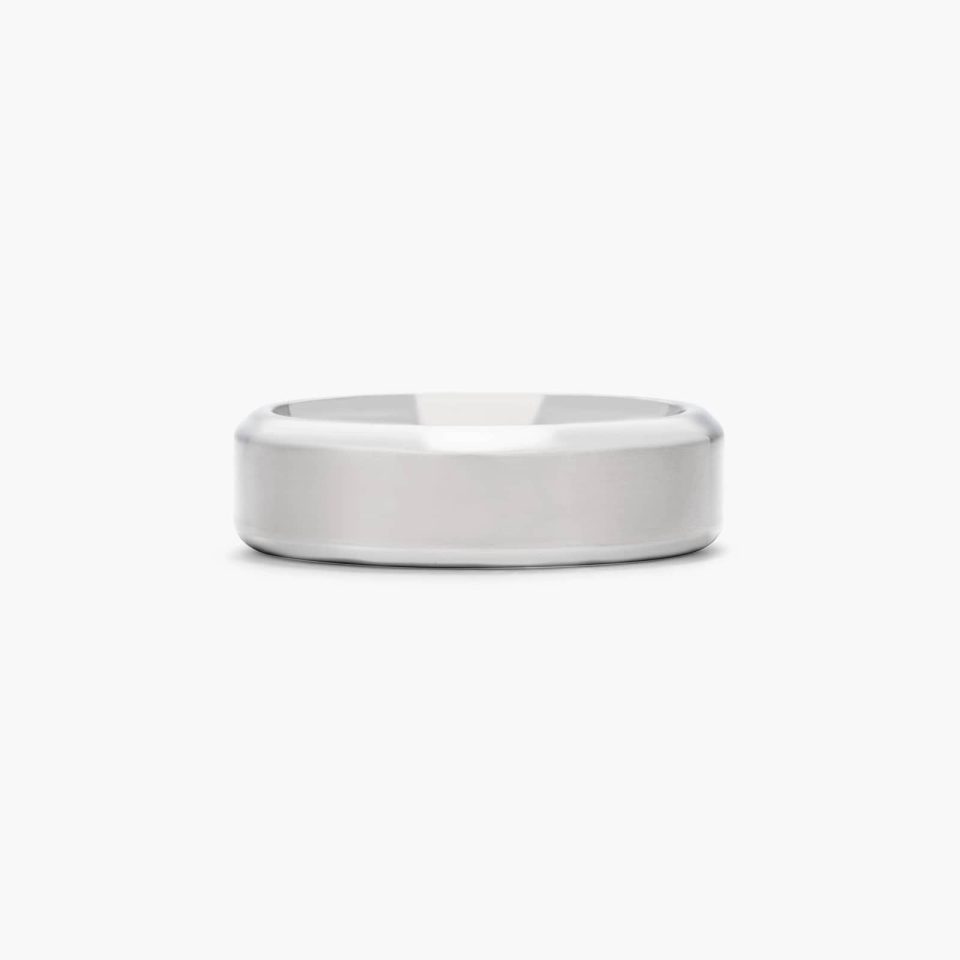 Titanium 7mm Comfort Fit Satin Finished Beveled Edge Design Ring