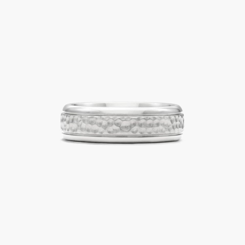 Cobalt Chrome 7mm Comfort Fit Hammered Finished Ring