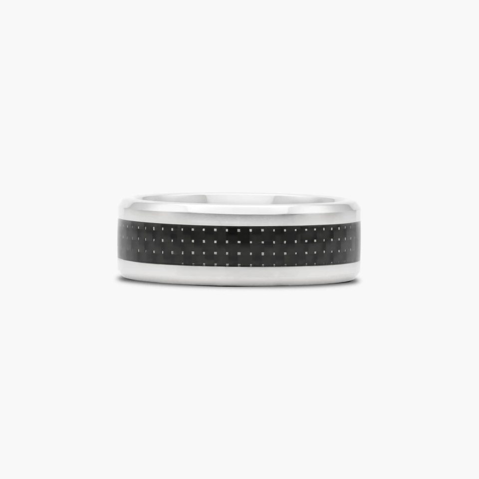 Cobalt Chrome 8mm Comfort Fit Carbon Fiber Inlay Ring