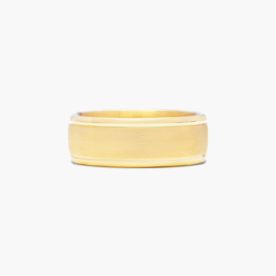 14k Yellow Gold 8mm Grooved Comfort Fit Wedding Band
