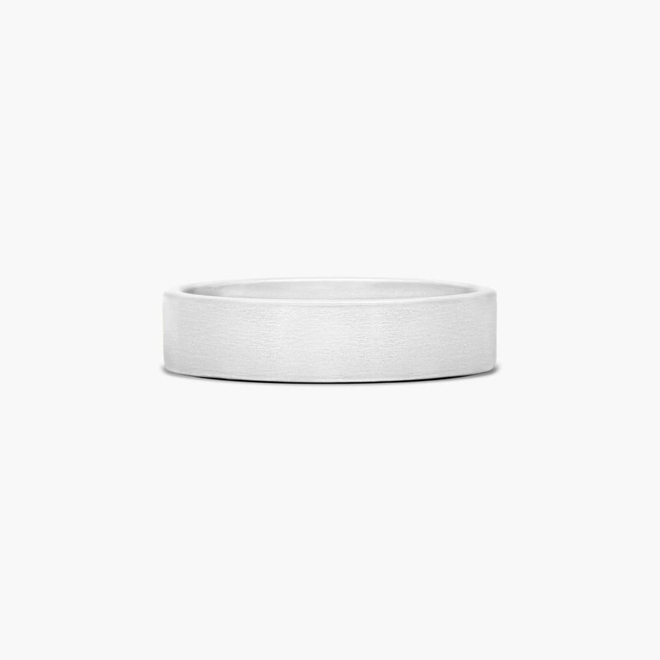 14K White Gold 6mm Flat Satin Finish Comfort Fit Wedding Band
