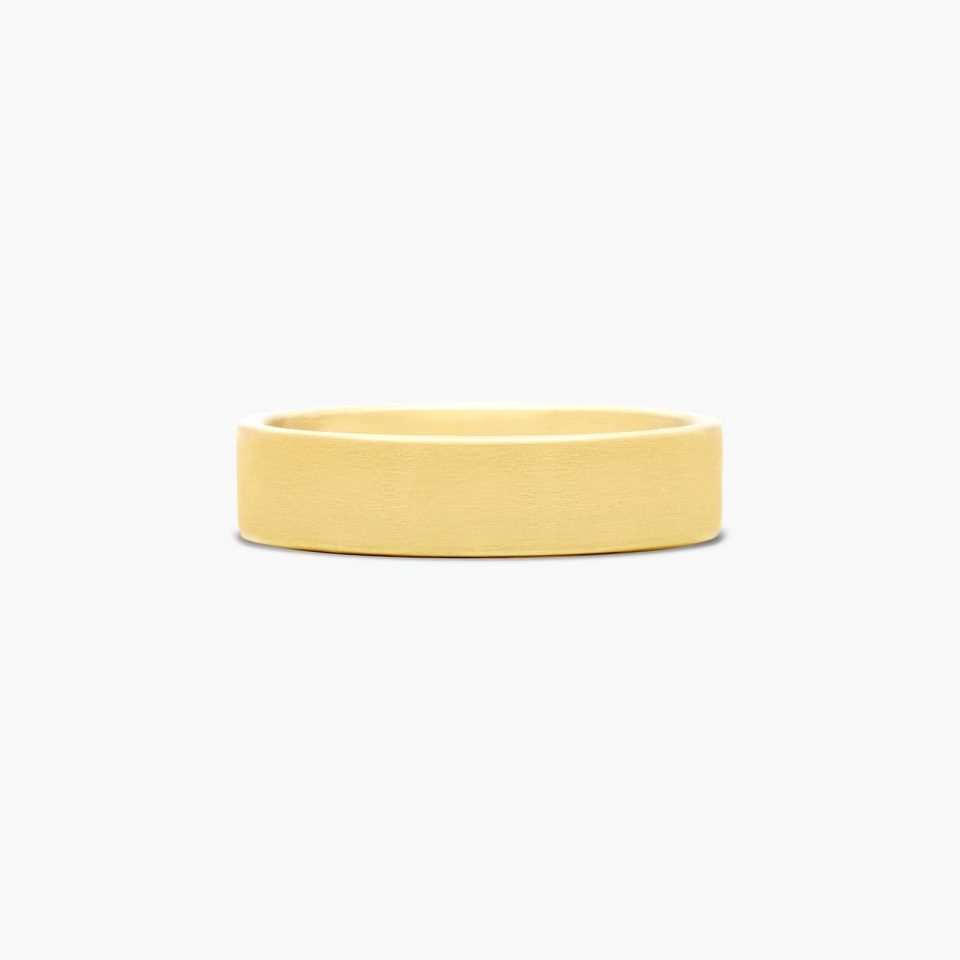 14K Yellow Gold 6mm Flat Satin Finish Comfort Fit Wedding Band