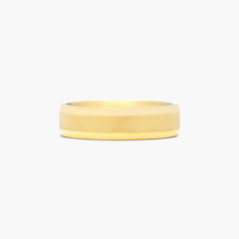 14K Yellow Gold 6mm Beveled Comfort Fit Wedding Band
