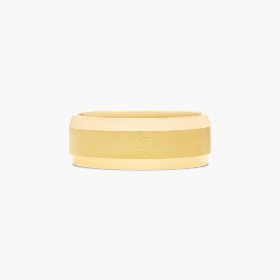 14K Yellow Gold 8mm Beveled Comfort Fit Wedding Band