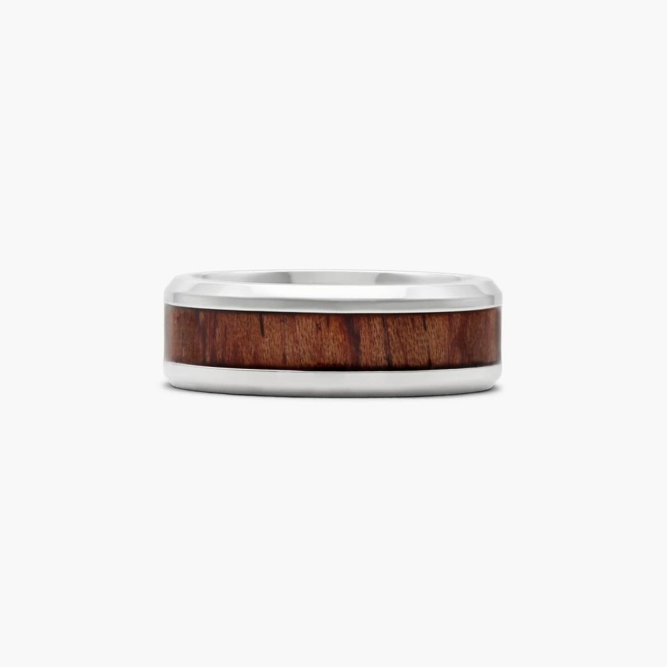 Cobalt Chrome 8MM Wood Grain Comfort Fit Ring