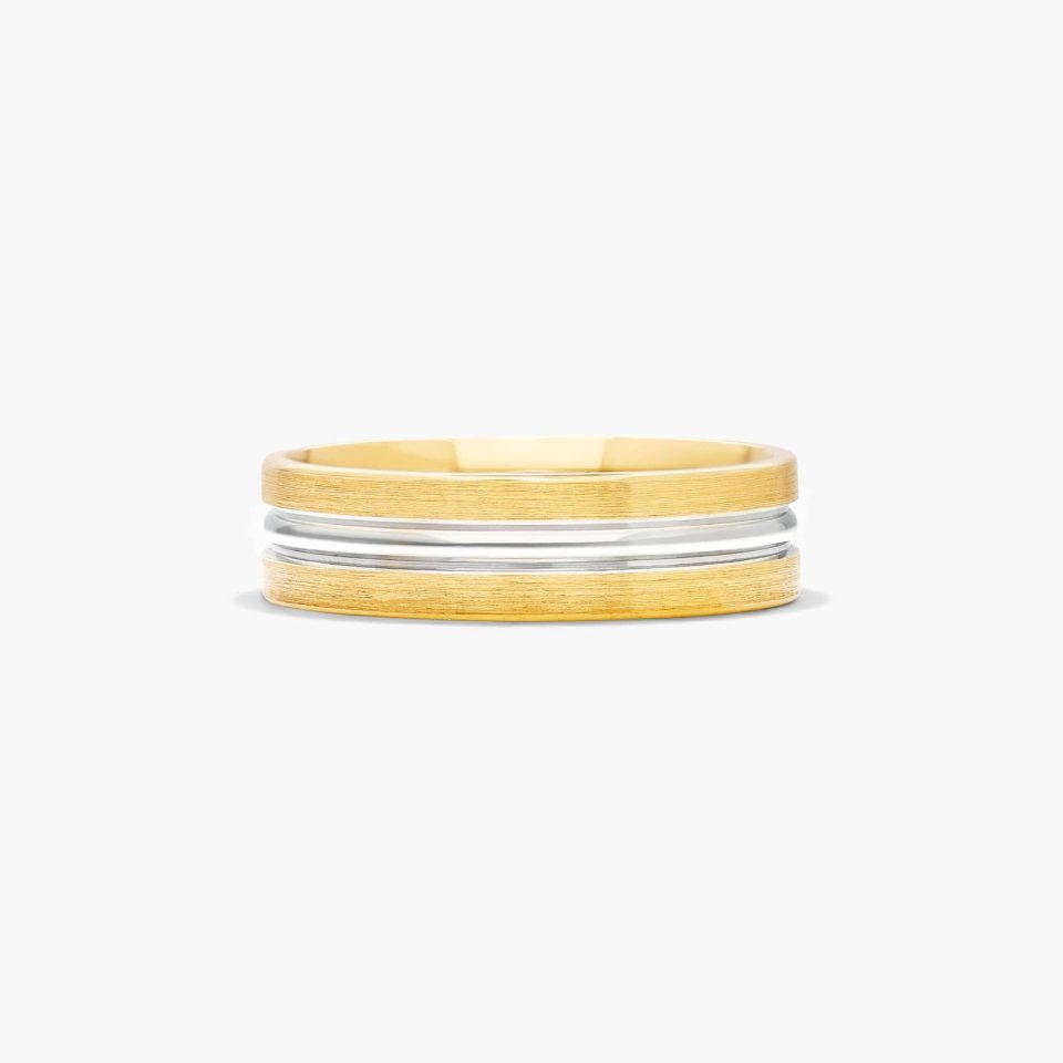 14K Yellow and White Gold 6MM Grooved Band