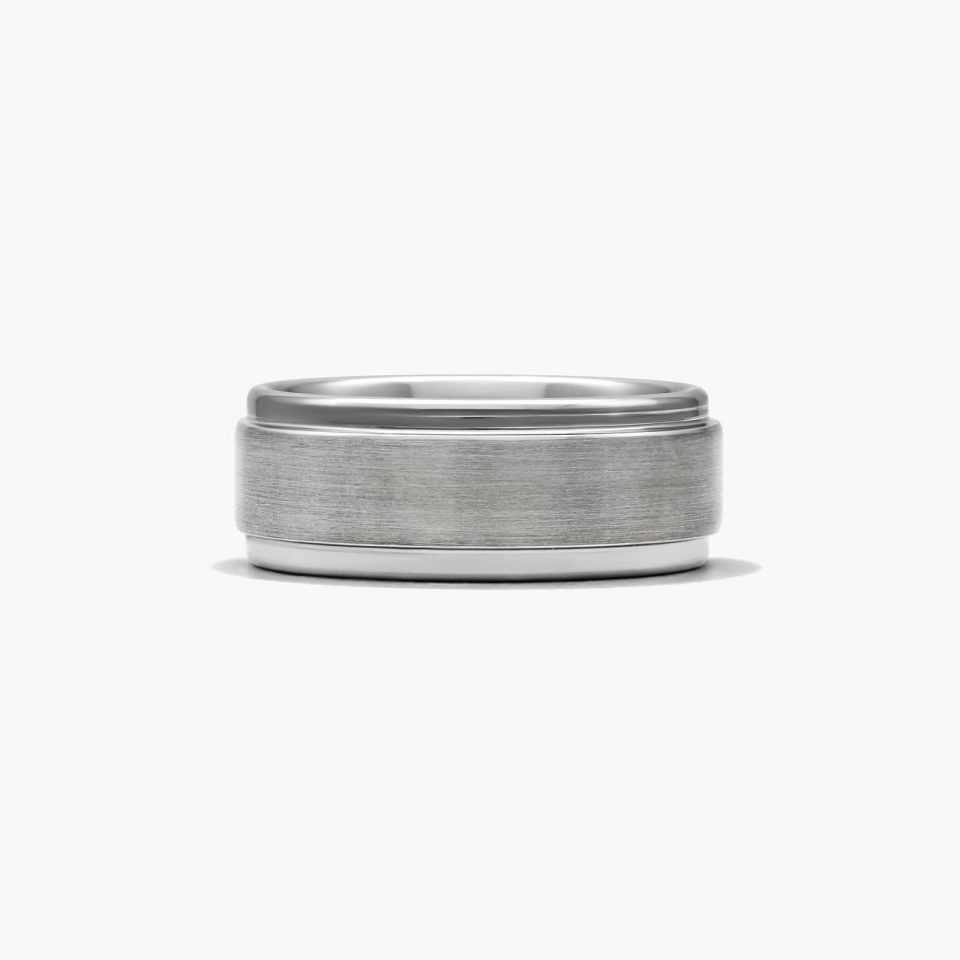 White Tungsten Carbide 9MM Bright Step Band by TRITON