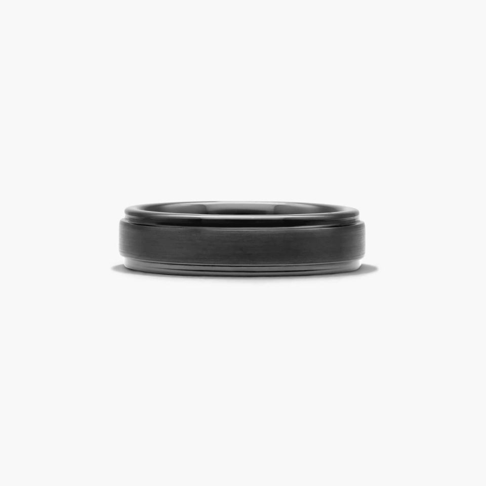 Black Tungsten Carbide 6MM Bright Step Band by TRITON