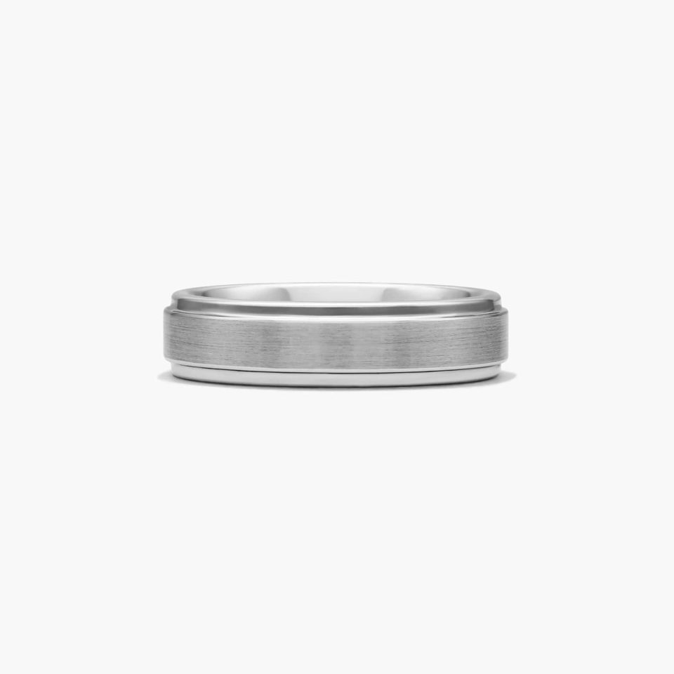 White Tungsten Carbide 6MM Bright Step Band by TRITON