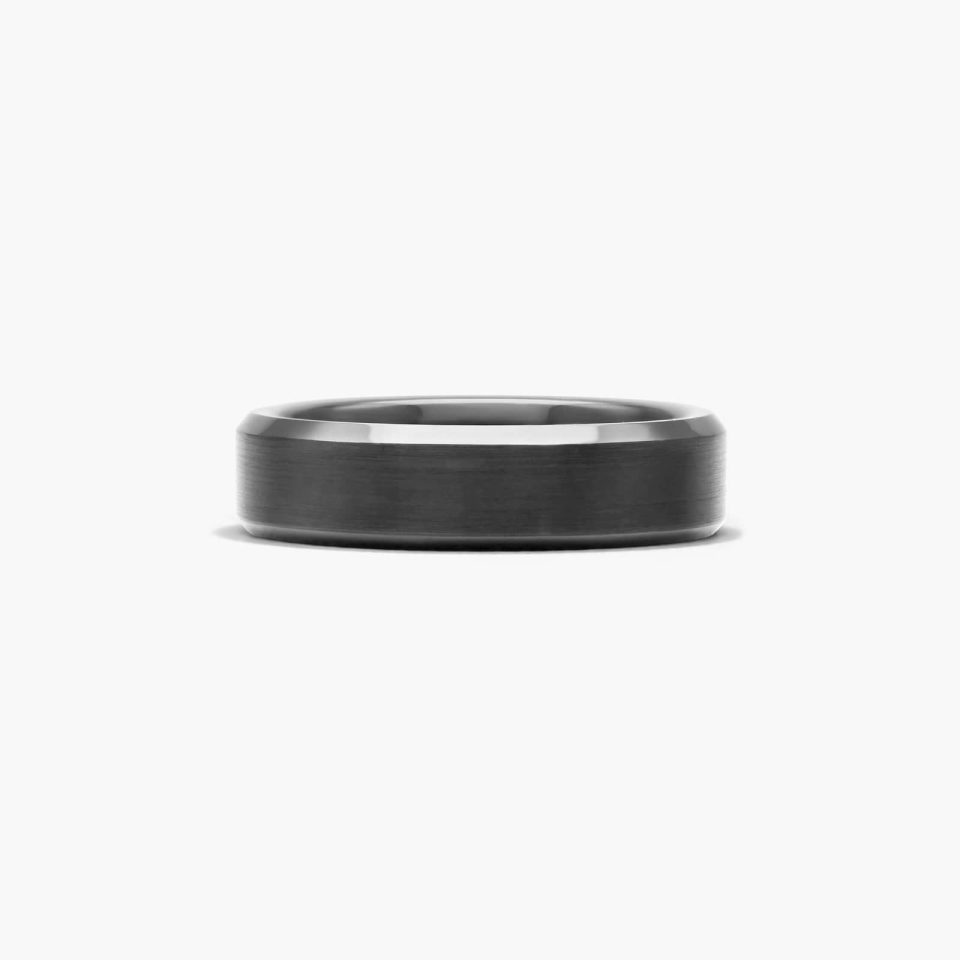 Black Tungsten Carbide 6MM Bevel Edge Band by TRITON