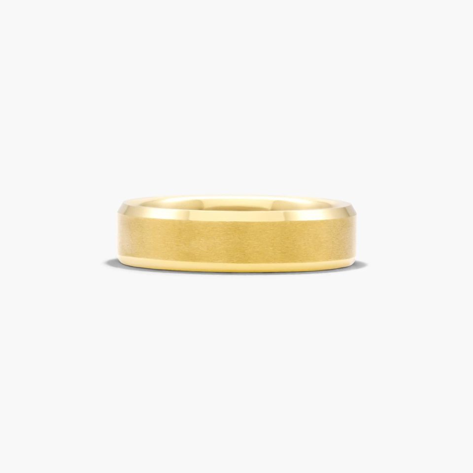 Yellow Tungsten Carbide 6MM Bevel Edge Band by TRITON