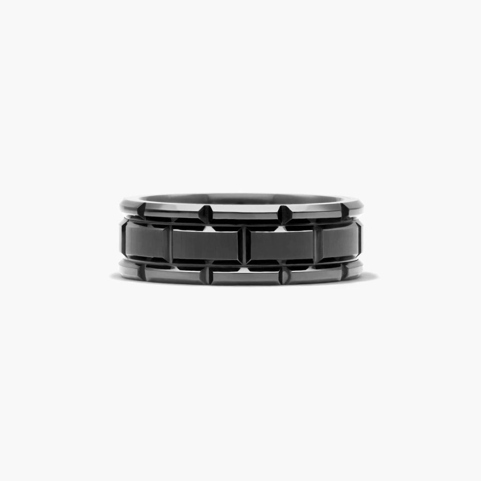 Black Tungsten Carbide 8MM Vertical Pattern Band by TRITON