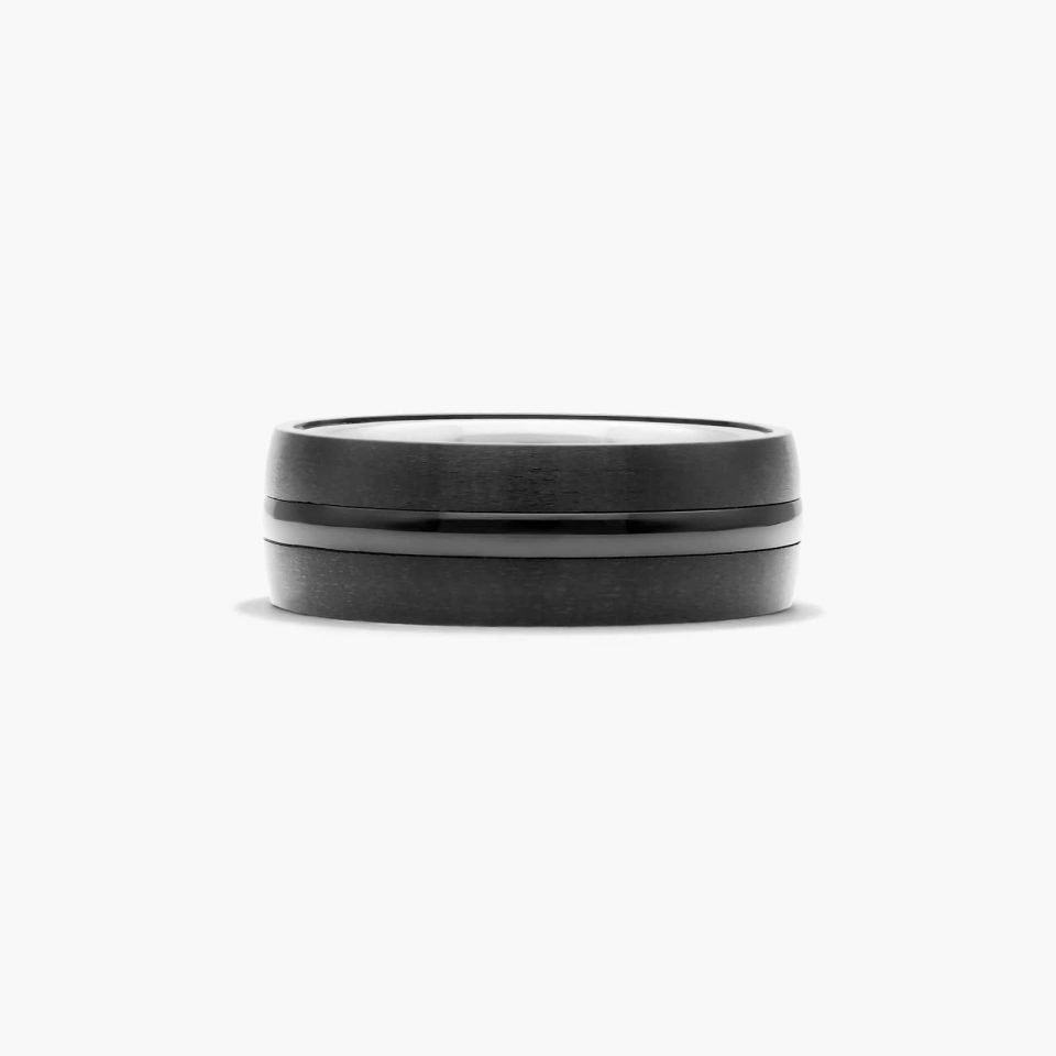 Black Tungsten Carbide 8MM Satin Band by TRITON